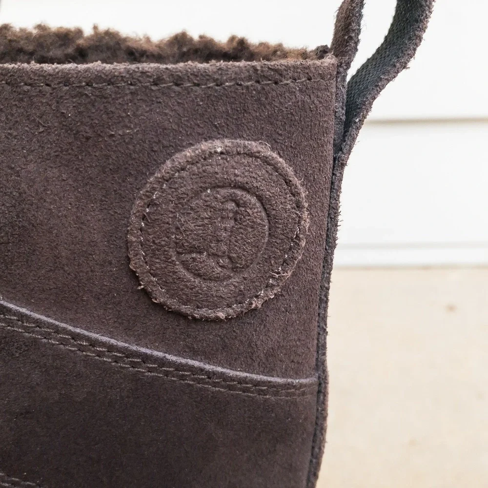 Lands' End Duck Boots Mens 8D Brown Suede Insulated Snow Winter Rubber Suede